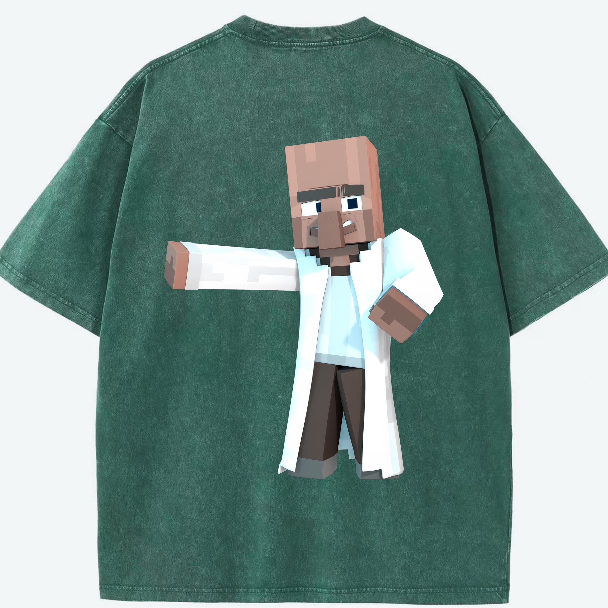 （画像用） マインクラフト ブロックの世界 Minecraft MC Block world 綿100% ヴィンテージ風 半袖Tシャツ（背面プリント）